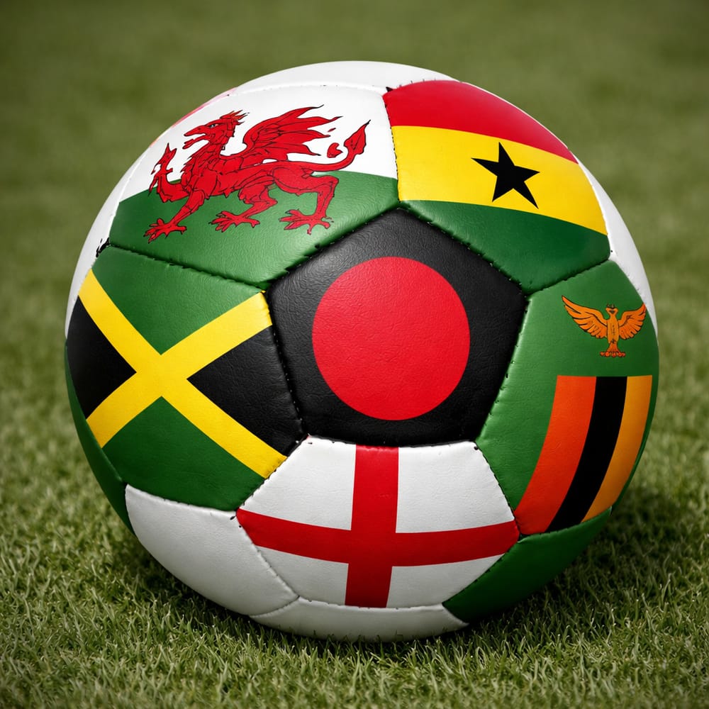 Soccer ball with flags of nations