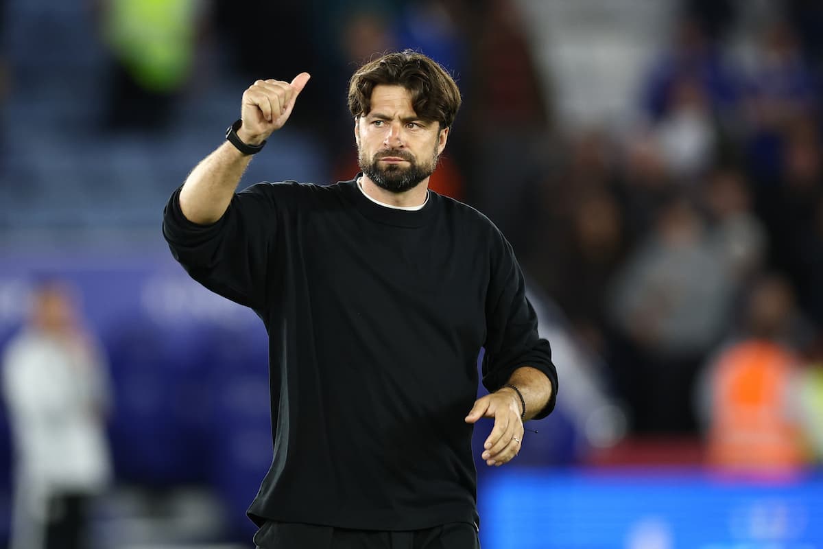 Leicester City Manager Russell Martin shows his appreciation to the fans at the end of during the EFL Sky Bet League 1 match between Leicester City and Plymouth Argyle at the King Power Stadium, Leicester, UK on 1 September 2026.